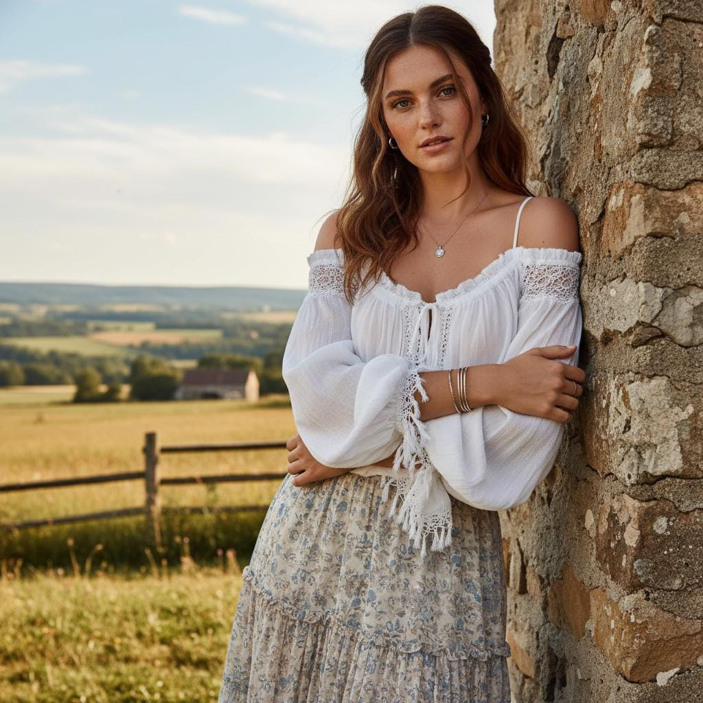 Women's Romantic Off-Shoulder Pastoral Style Blouse